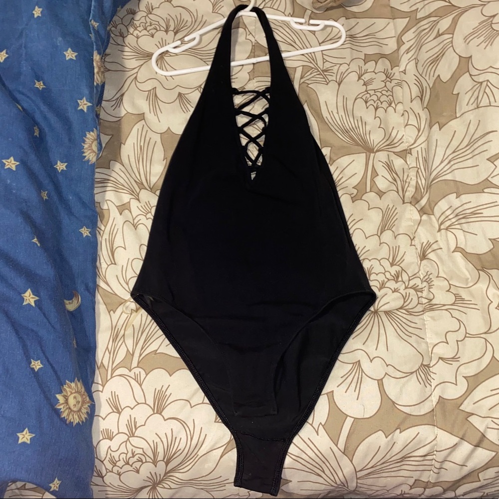 2/$15 SALE Halter Backless Button-up Bodysuit